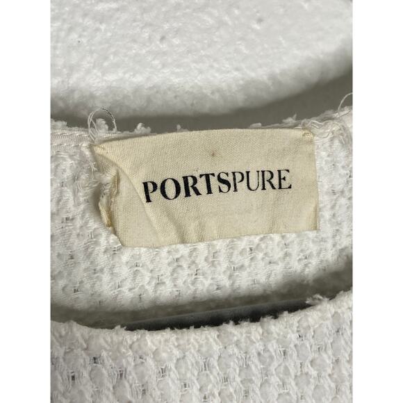 PortsPure Top Crew Neck Fringe Trim Knit Textured Cotton Coquette Grannycore M - Picture 3 of 7